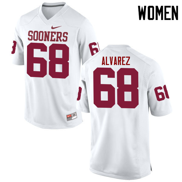 Women Oklahoma Sooners #68 Jonathan Alvarez College Football Jerseys Game-White - Click Image to Close